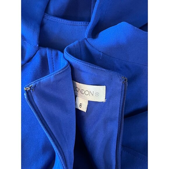 Maggy London Blue Cap Sleeve Shift Dress With Keyhole And Back Zipper Lined - Picture 9 of 10